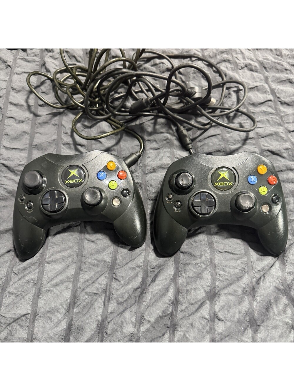 Lot Of 2 Original Xbox OEM S Type Black Controller X08-69873